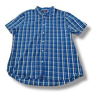 Untuckit Short Sleeve Button Up Dark Blue Check Regular Fit 41576 Men’s Sz XXXL